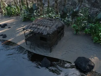 Tropical Island Scene 3D model