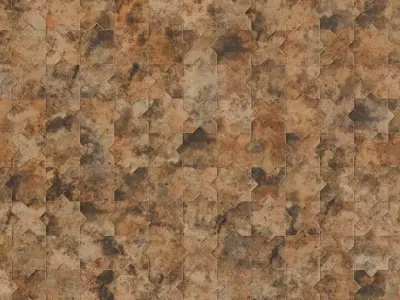  Ancient Sandstone Islamic Star Pattern Tiles PBR Seamless Texture