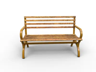Old Street Bench Low-poly 3D model