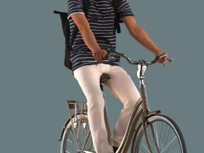 Set of 3D men on a bike 3D model