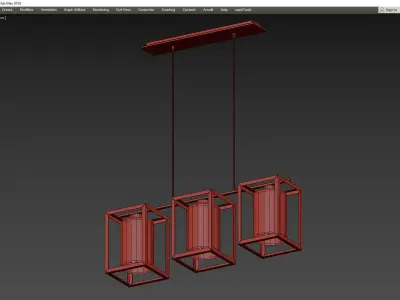 London Bronze 3 Light Fitting Low-poly 3D model