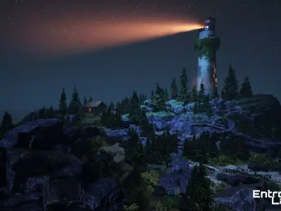 Abandoned Lighthouse Island - Unreal Engine  Low-poly 3D model