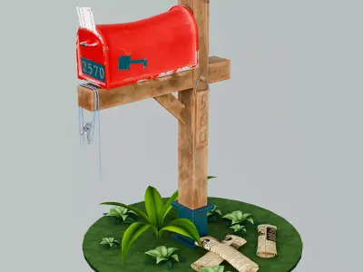 Weathered Rural Mailbox Prop  Detailed PBR Textured 3D Model Low-poly 3D model