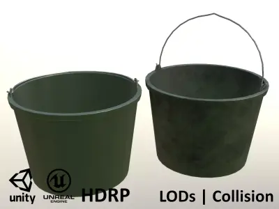 Plastic Garden Bucket Low-poly 3D model
