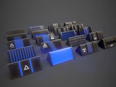 Sci-Fi Triangle Box Metal Low-poly 3D model