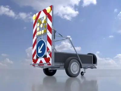 Traffic sign 616-31 Mobile barrier sign left 2500x1700 Low-poly 3D model