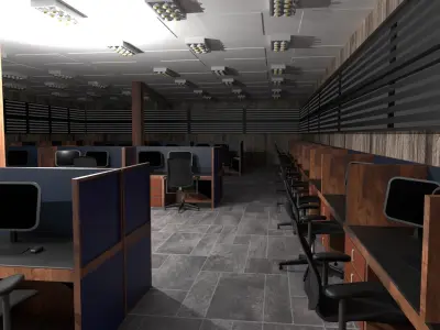 Call Center Interior Low-poly 3D model