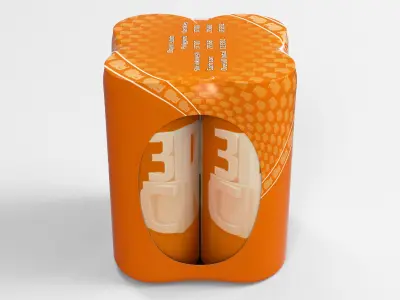 4 Shrinkwrapped 330ml Sleek cans 3D model