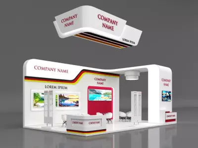 Booth Exhibition Stand Stall 6x10m Height 450 cm 3 Side Open 3D model