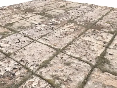 Old stone floor plates seamless PBR 4 3D model