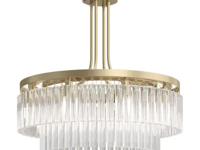 Handry Antique Brass Glass 8-Light Pendant 3D model