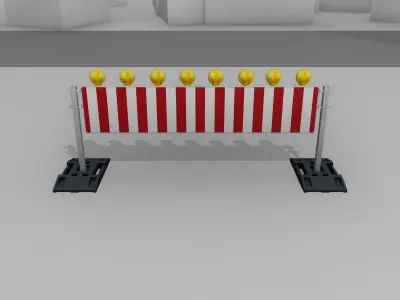 Construction Barrier 5 with warning lights 600-39 500x2400mm Low-poly 3D model