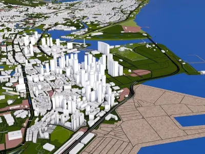 Singapore City Low-poly 3D model