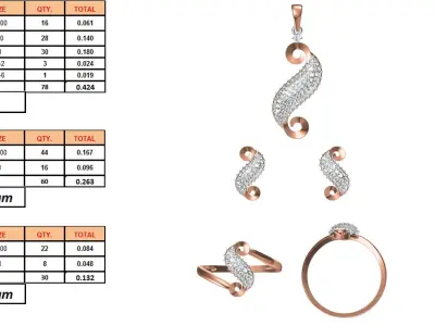 Light wt Ring Earrings Pendant set stl jcd 1-render details 3D print model 31