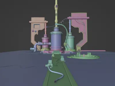 Alien Steam Laboratory Set Low-poly 3D model