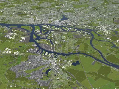 Hamburg Germany 50x50km 3D Model City Map 3D model