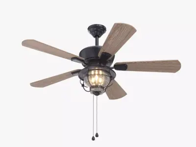 52 Inch Bronze Indoor Outdoor Ceiling Fan with Light PBR 3D model