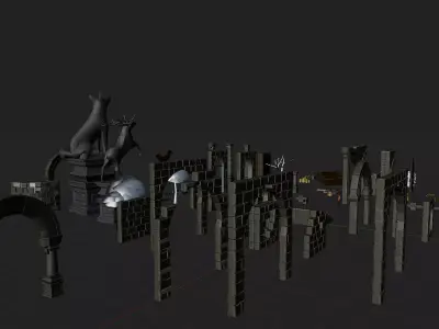 Ultimate Modular Ruins Pack 92 Model Low-poly 3D model