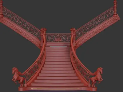 classic stairs entrance hall 3D model Texture