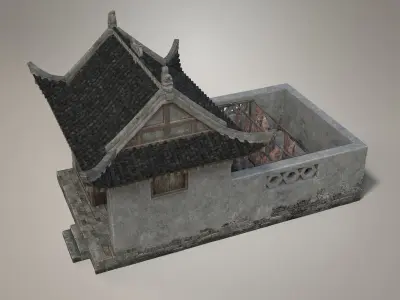 butcher shops  Ancient buildings Low-poly 3D model