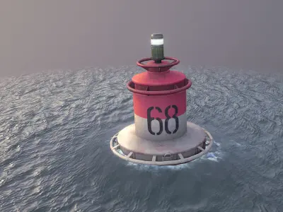 Buoy River RB-4-02 Right Drift Mark Low-poly 3D model