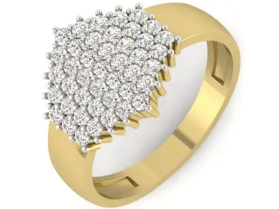 Light Weight Yellow Gold Diamond Ring  -PR-011 DIA 3D print model