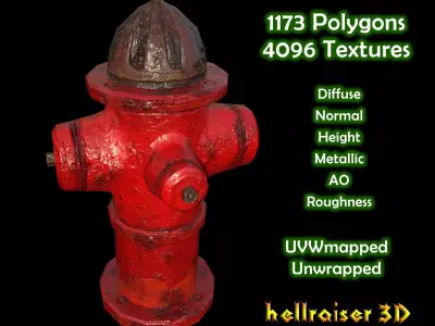 Fire Hydrant - PBR - Textured Low-poly 3D model