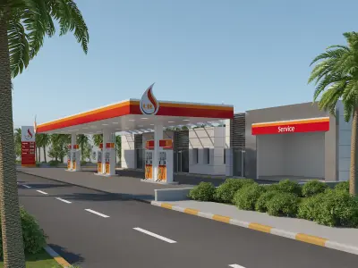 Gas Station Scene 3D model