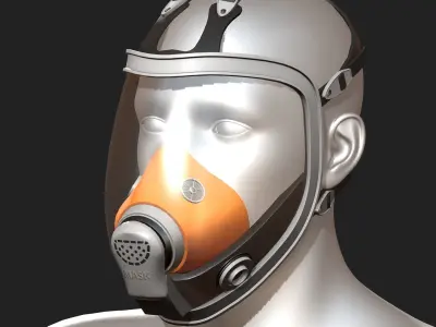 Gas mask helmet 3d model military combat fantasy  Low-poly 3D model 3