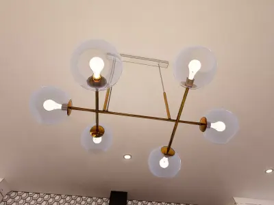 Mid Century Modern 6 Light DNA Chandelier Light Fixture  3D model