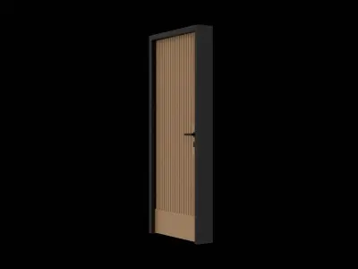 Sustainable Wood Grooved Panel Door 3D model