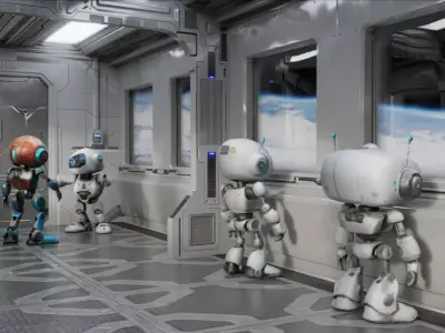 SpaceShip Interior Animated Low-poly 3D model