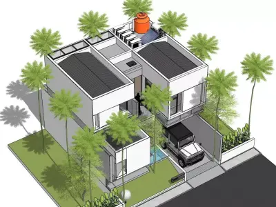 Modern Minimalist White House 3D Model Contemporary Design 3D model