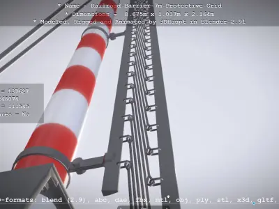 Railroad Barrier 7m Protective Grid High-Poly 3D model