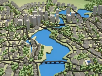 Jacksonville Florida - City Center Low-poly 3D model