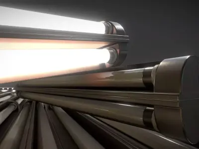 Fluorescent Neon Lamp - Wall-Lamp 3 - Low-Poly Version Low-poly 3D model