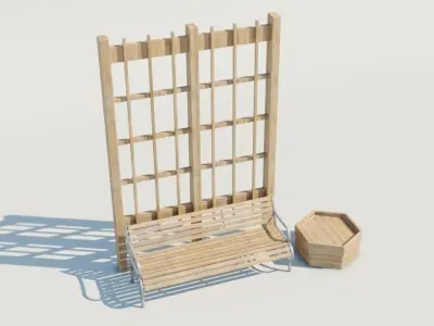 Park bench 3D model 7
