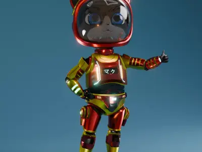 Ironman Space Cat Low-poly 3D model