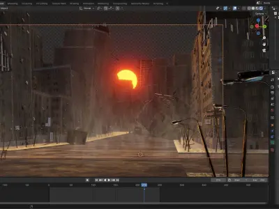 destroyed city 3D model