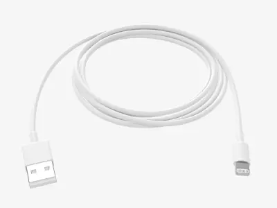 White lightning to USB cable 3D model