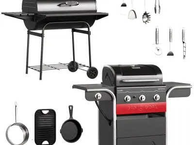 Grill Set 2 Low-poly 3D model