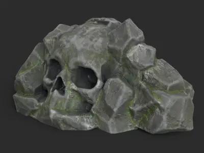 Rock Skull 1004 - Grey Jagged Stone Low-poly 3D model
