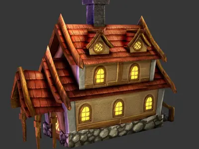 House in fantasy setting Low-poly 3D model