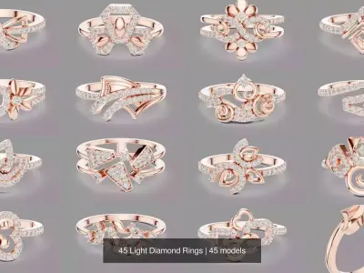 45 Light Diamond Rings 3D Model Pack
