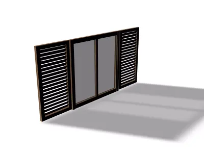 Low Poly Wooden Window Low-poly 3D model