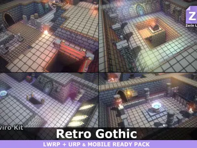 EnviroKit - THE GOTHIC TEMPLE - Retro Lowpoly Low-poly 3D model