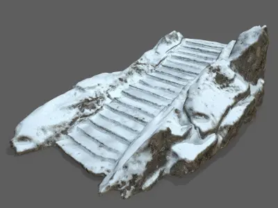 Snowy Stairs Low-poly 3D model