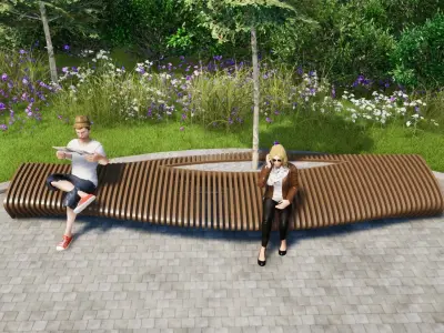 PARAMETRIC BENCH Low-poly 3D model