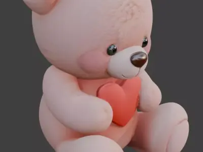 Valentines Day Teddy Doll 3D Model Low-poly 3D model