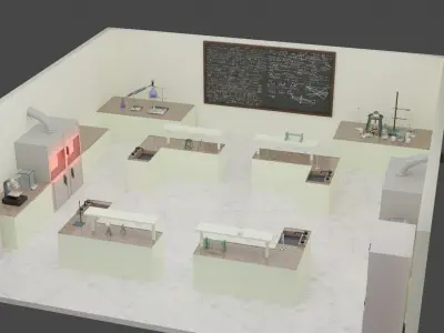 Laboratory floor plan of room 3D model